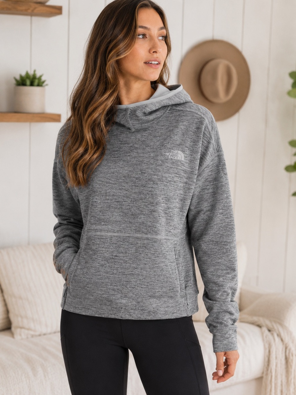 The North Face Women's Gray Pullover Hoodie with Kangaroo Pocket